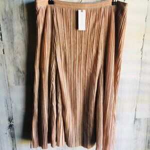 NWT  Anthropologie Maeve Metallic Pink Pleated Skirt M runs large
